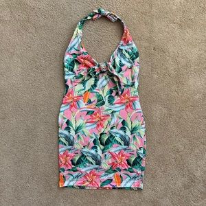 ASOS Tropical Floral Halter Neck Tie Dress